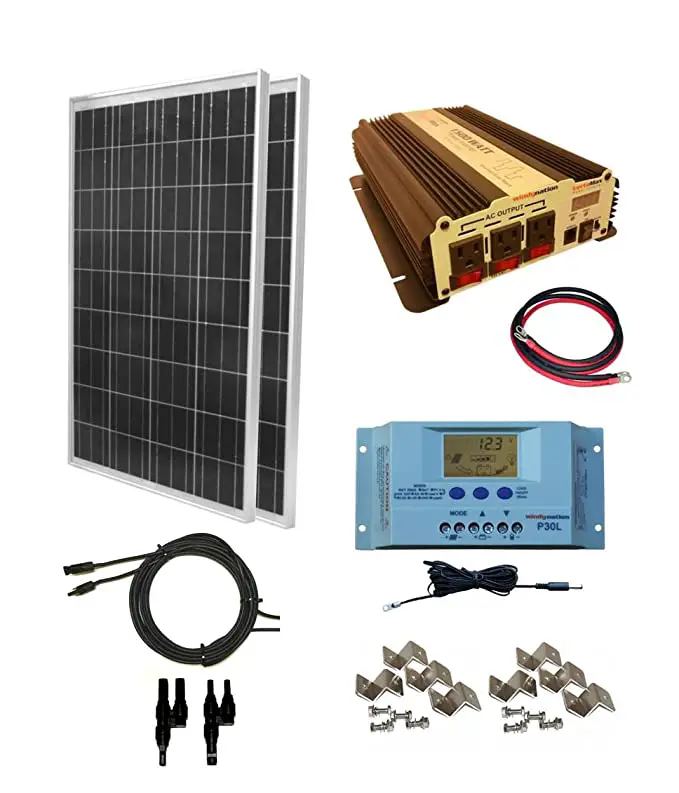 Complete 200 Watt Solar Panel Kit with 1500W VertaMax Power Inverter ...